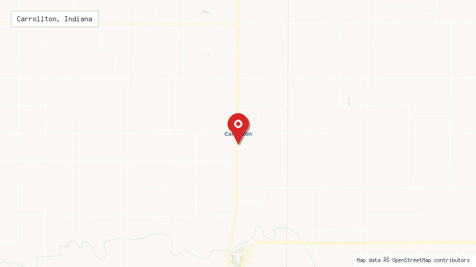 Street map of Carrollton, Indiana with location pin