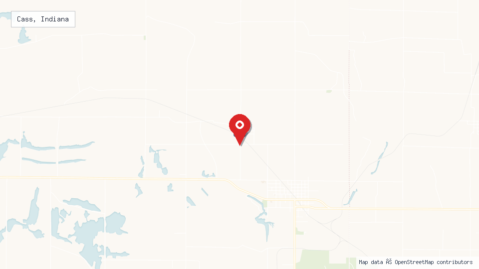 Street map of Cass, Indiana with location pin