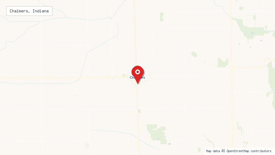 Street map of Chalmers, Indiana with location pin