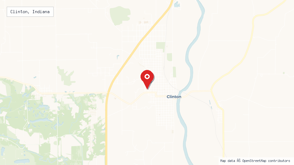 Street map of Clinton, Indiana with location pin