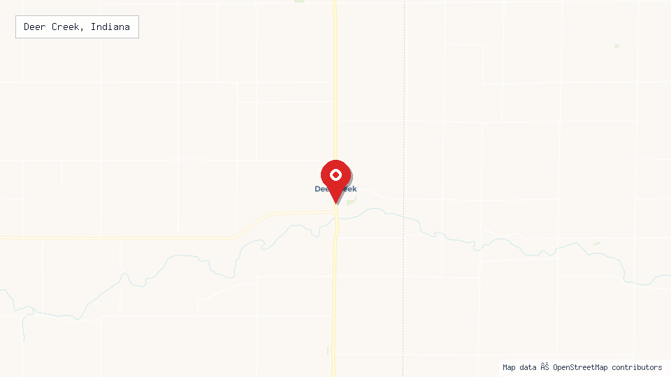 Street map of Deer Creek, Indiana with location pin