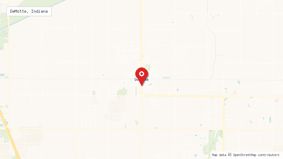Street map of DeMotte, Indiana with location pin