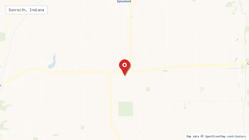 Street map of Dunreith, Indiana with location pin