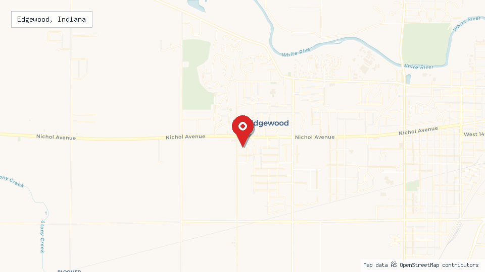 Street map of Edgewood, Indiana with location pin