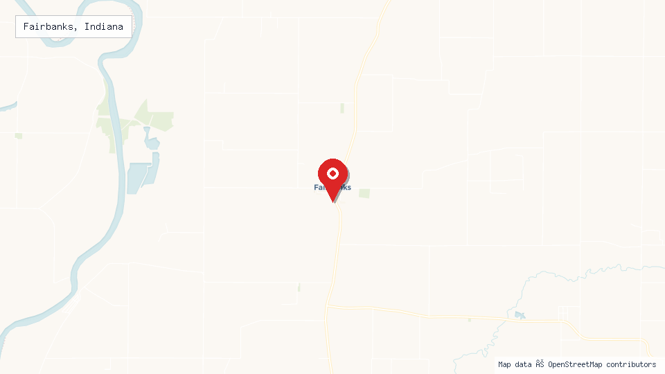 Street map of Fairbanks, Indiana with location pin