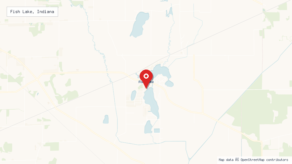 Street map of Fish Lake, Indiana with location pin