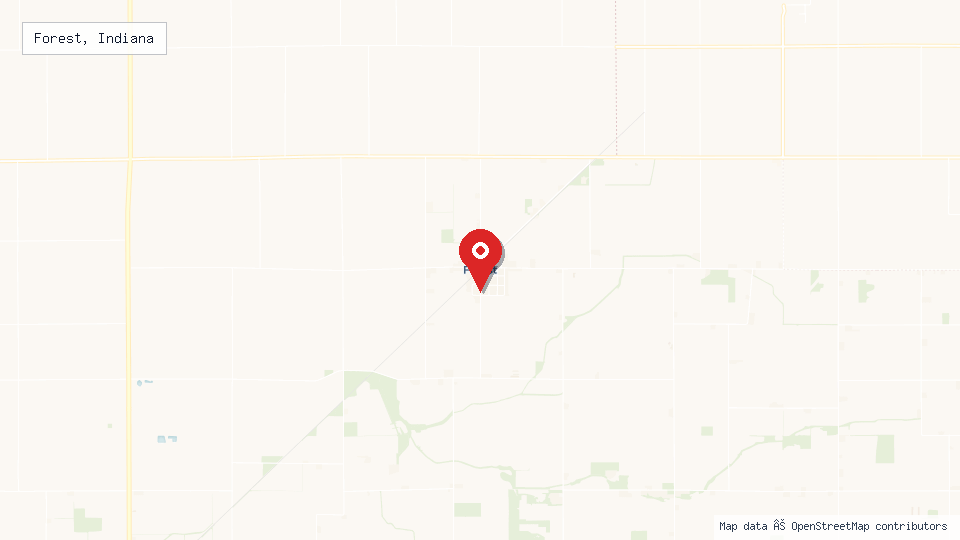 Street map of Forest, Indiana with location pin