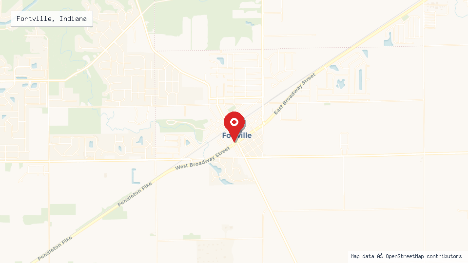 Street map of Fortville, Indiana with location pin