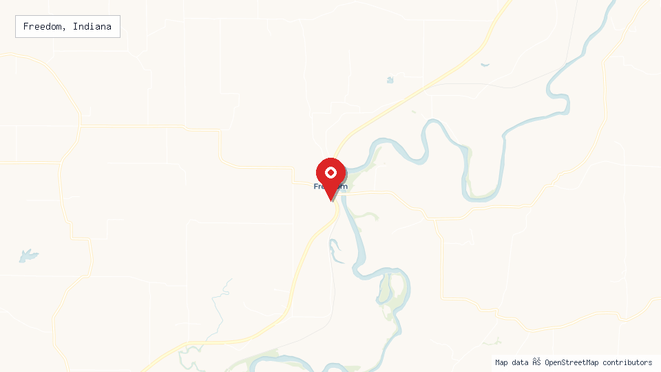 Street map of Freedom, Indiana with location pin