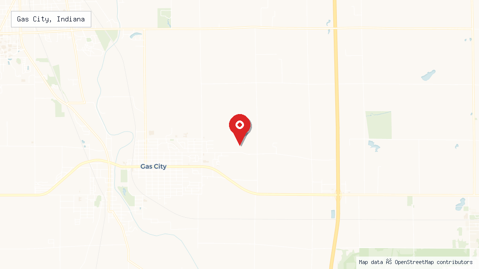 Street map of Gas City, Indiana with location pin