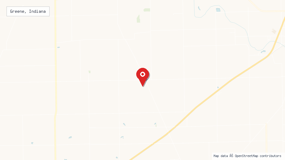 Street map of Greene, Indiana with location pin