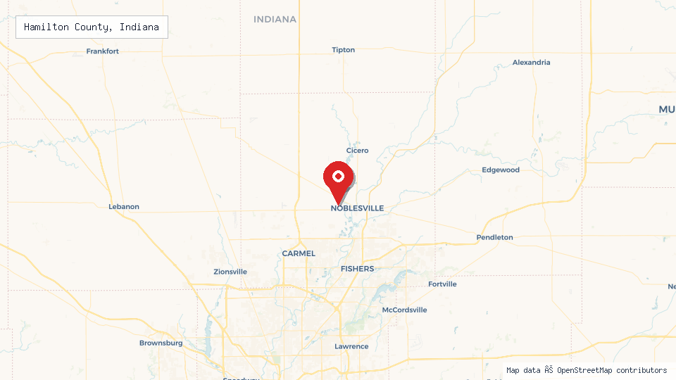 Street map of Hamilton County, Indiana with location pin