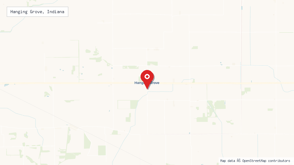 Street map of Hanging Grove, Indiana with location pin