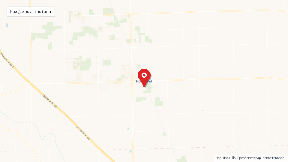Street map of Hoagland, Indiana with location pin
