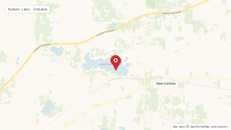 Street map of Hudson Lake, Indiana with location pin