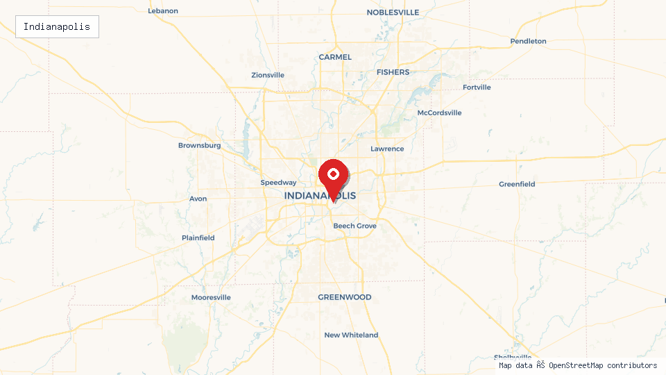 Street map of Indianapolis with location pin