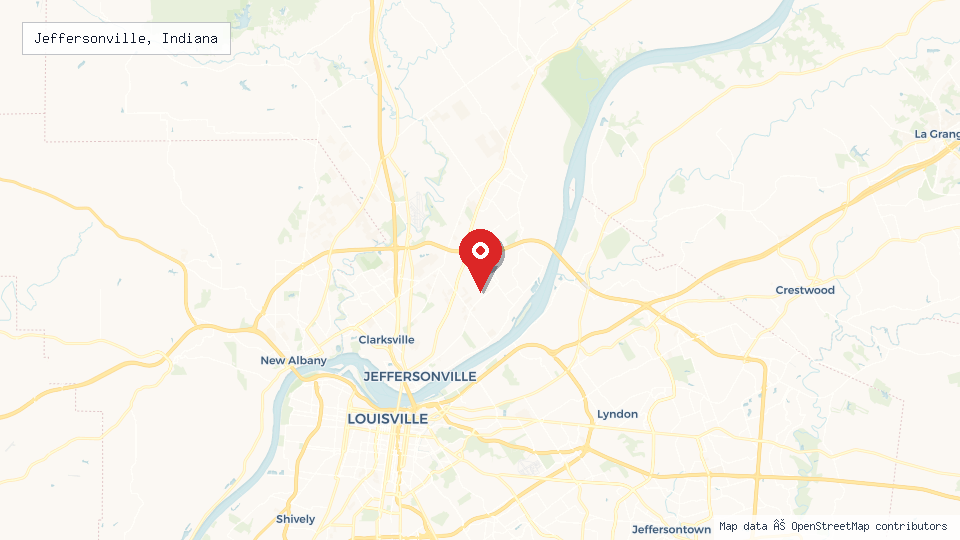 Street map of Jeffersonville, Indiana with location pin
