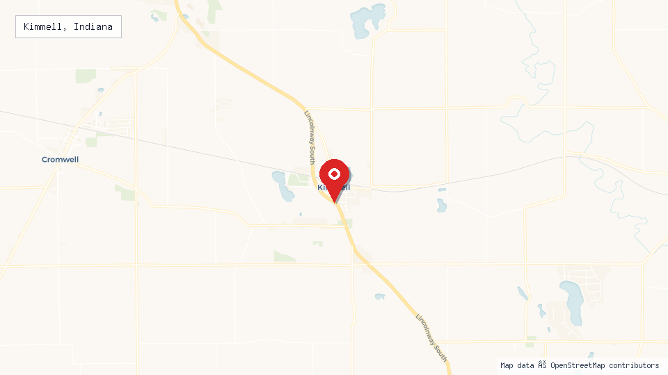 Street map of Kimmell, Indiana with location pin