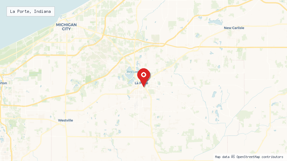 Street map of La Porte, Indiana with location pin