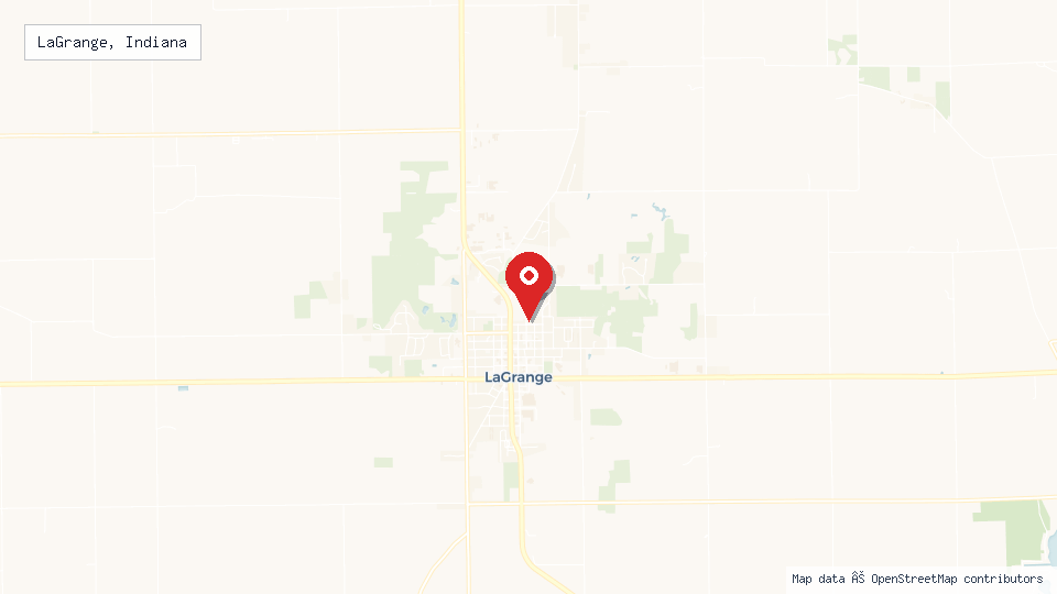 Street map of LaGrange, Indiana with location pin