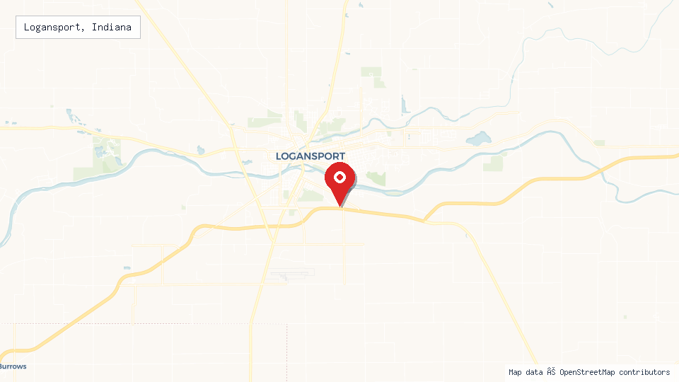 Street map of Logansport, Indiana with location pin
