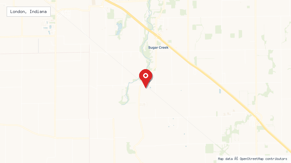 Street map of London, Indiana with location pin