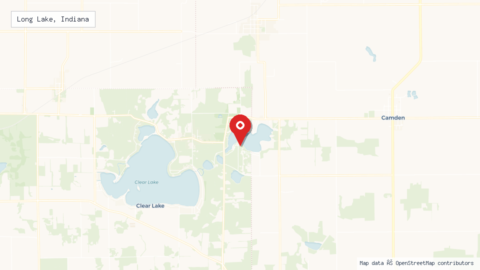 Street map of Long Lake, Indiana with location pin