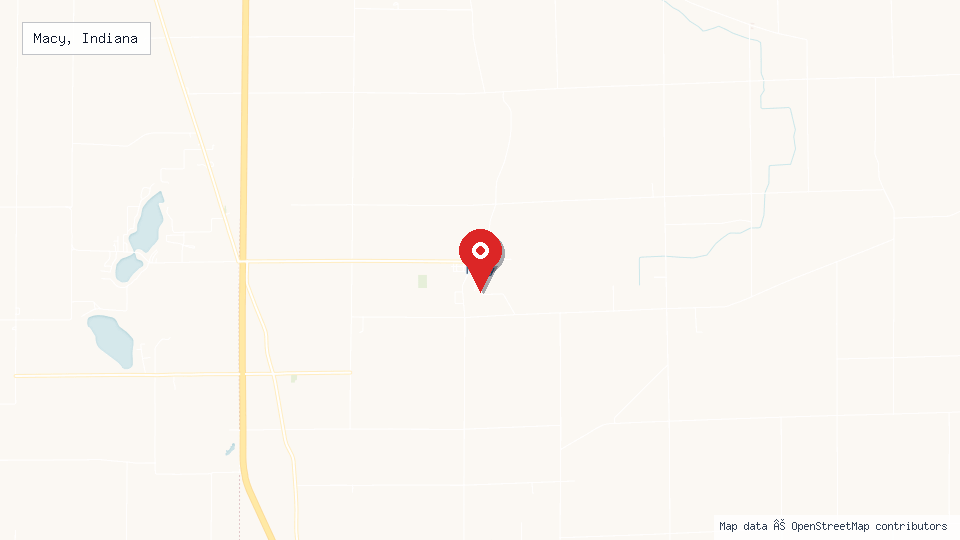Street map of Macy, Indiana with location pin