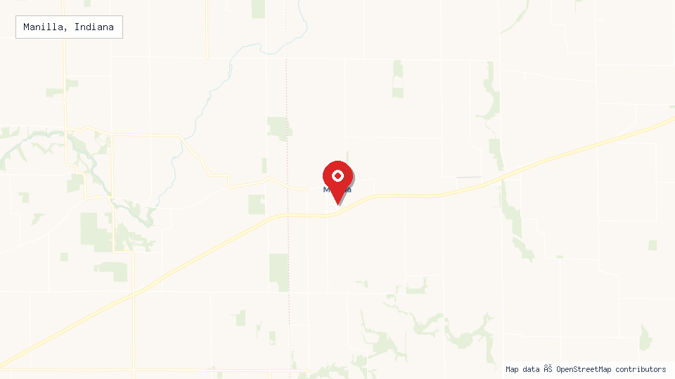 Street map of Manilla, Indiana with location pin