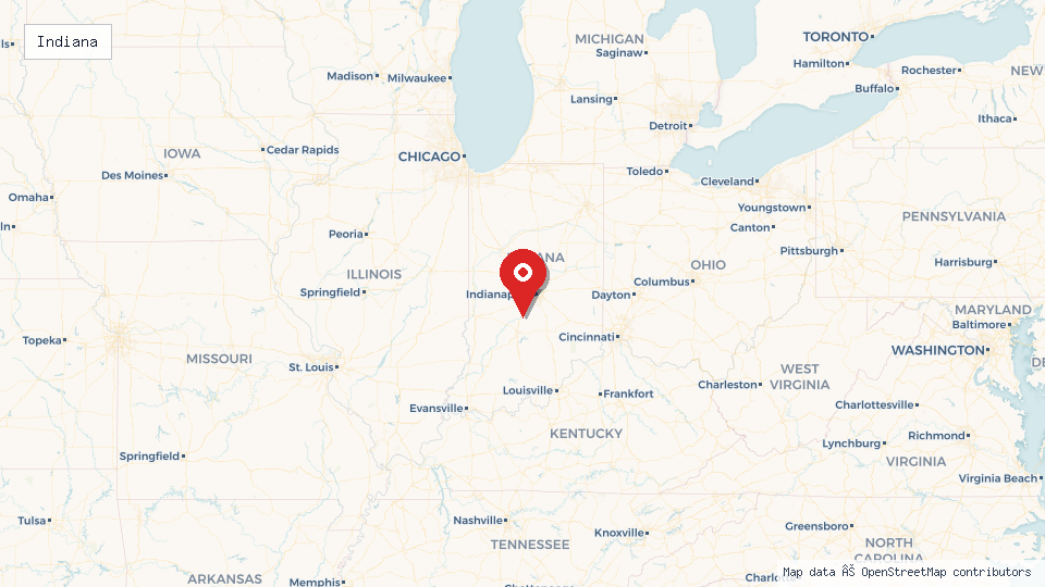 Street map of Indiana with location pin