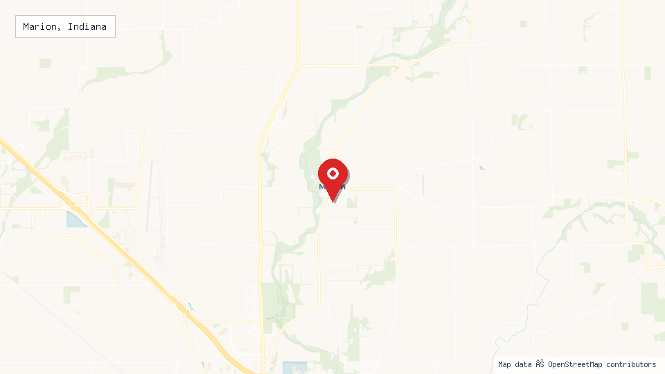 Street map of Marion, Indiana with location pin