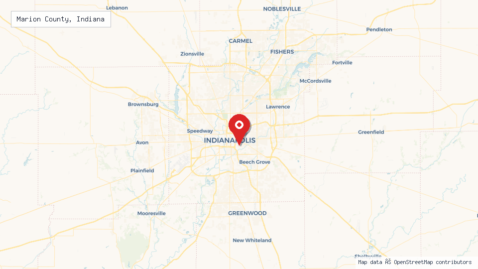 Street map of Marion County, Indiana with location pin