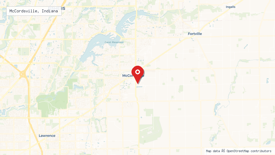 Street map of McCordsville, Indiana with location pin