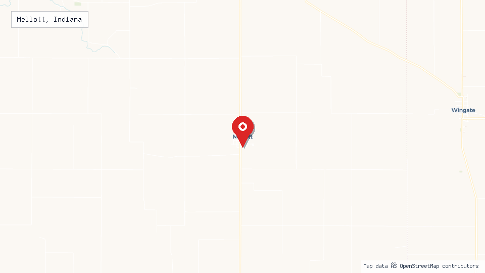 Street map of Mellott, Indiana with location pin