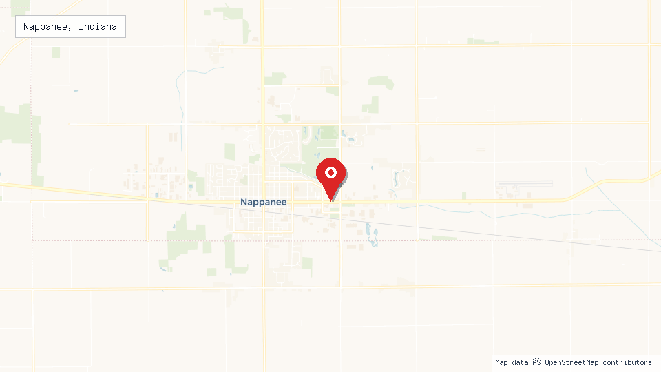 Street map of Nappanee, Indiana with location pin
