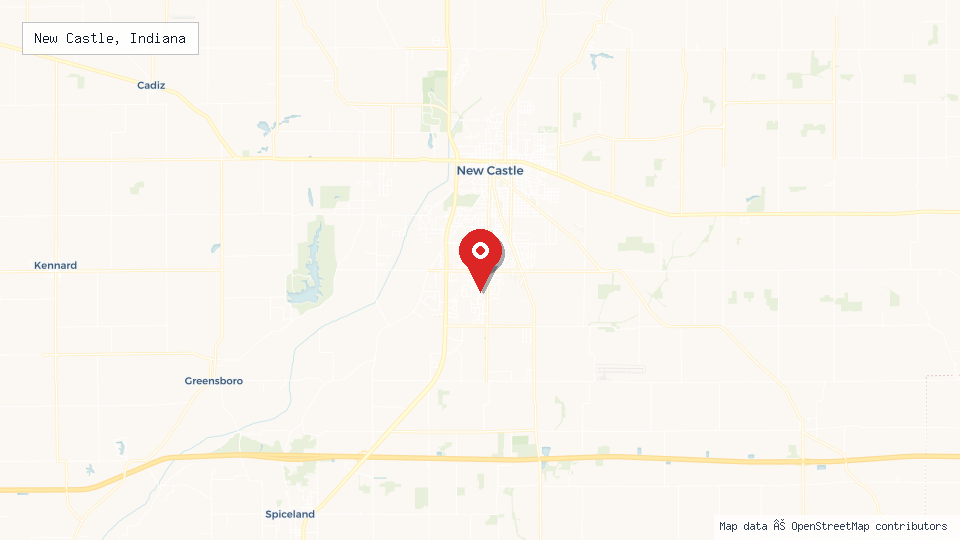 Street map of New Castle, Indiana with location pin