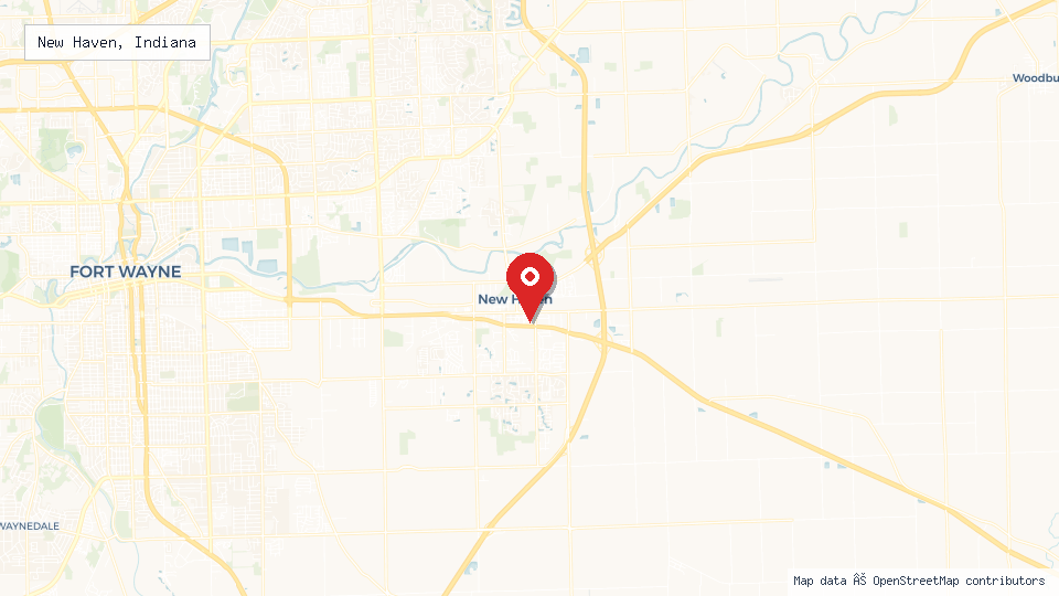 Street map of New Haven, Indiana with location pin