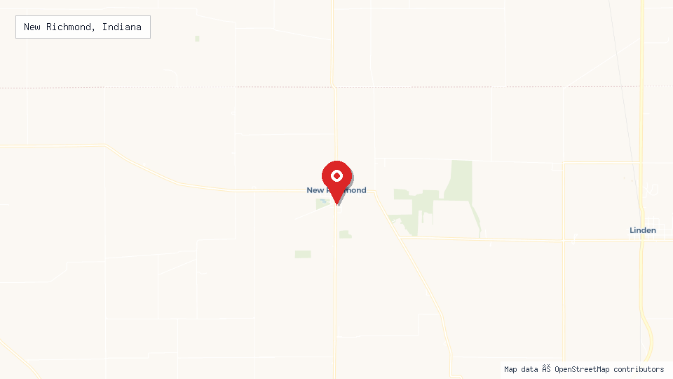 Street map of New Richmond, Indiana with location pin