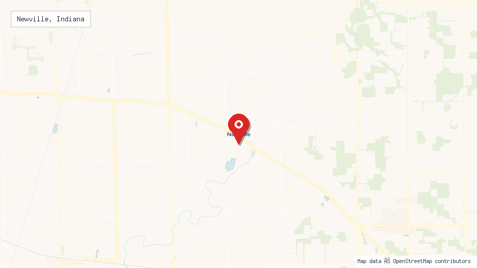 Street map of Newville, Indiana with location pin
