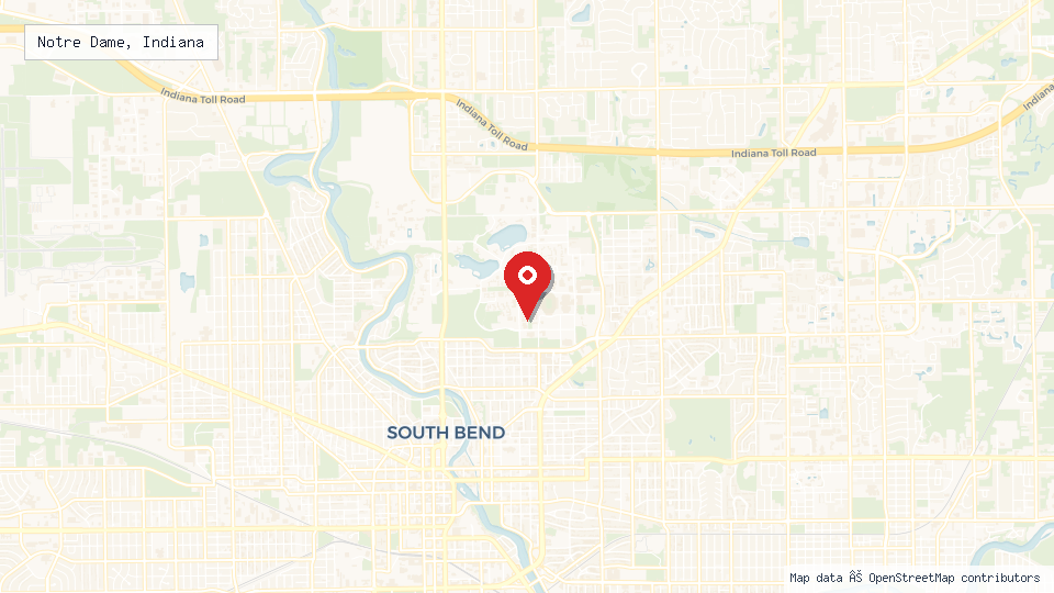 Street map of Notre Dame, Indiana with location pin