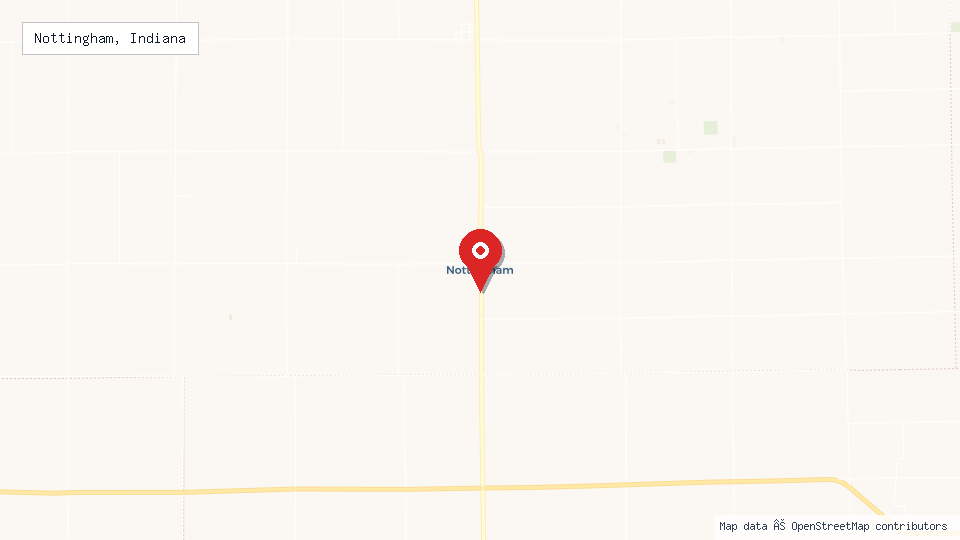 Street map of Nottingham, Indiana with location pin