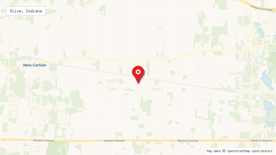 Street map of Olive, Indiana with location pin
