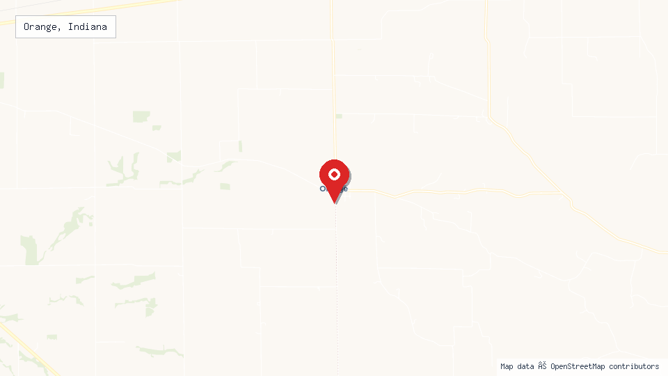 Street map of Orange, Indiana with location pin