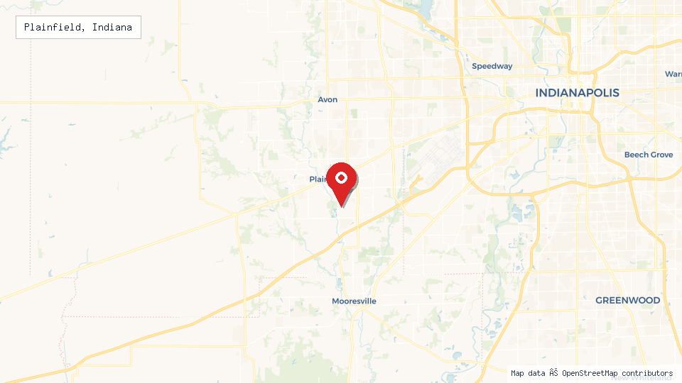 Street map of Plainfield, Indiana with location pin