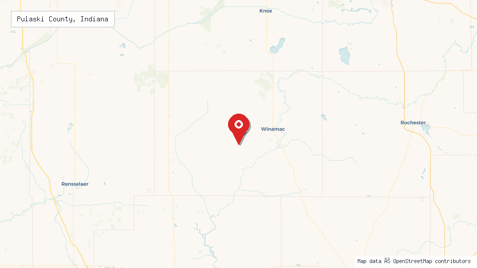 Street map of Pulaski County, Indiana with location pin