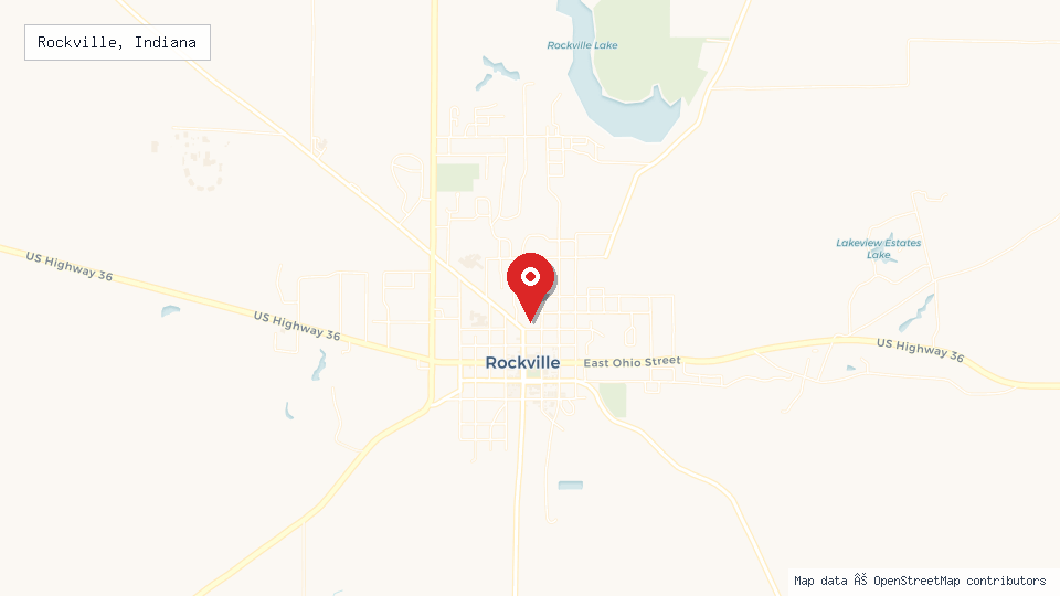 Street map of Rockville, Indiana with location pin