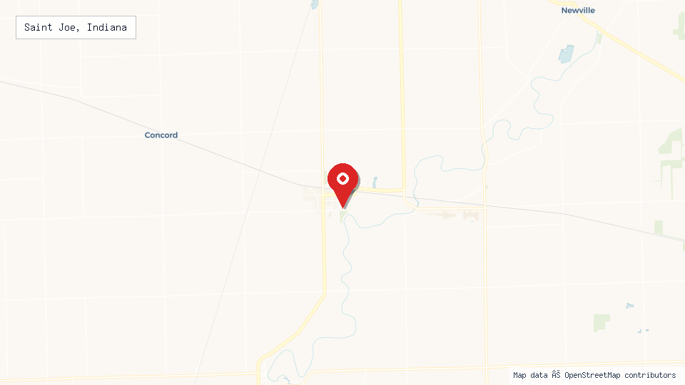 Street map of Saint Joe, Indiana with location pin