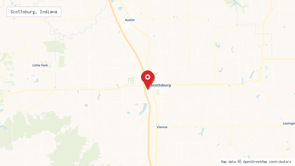 Street map of Scottsburg, Indiana with location pin