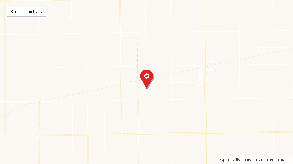 Street map of Sims, Indiana with location pin
