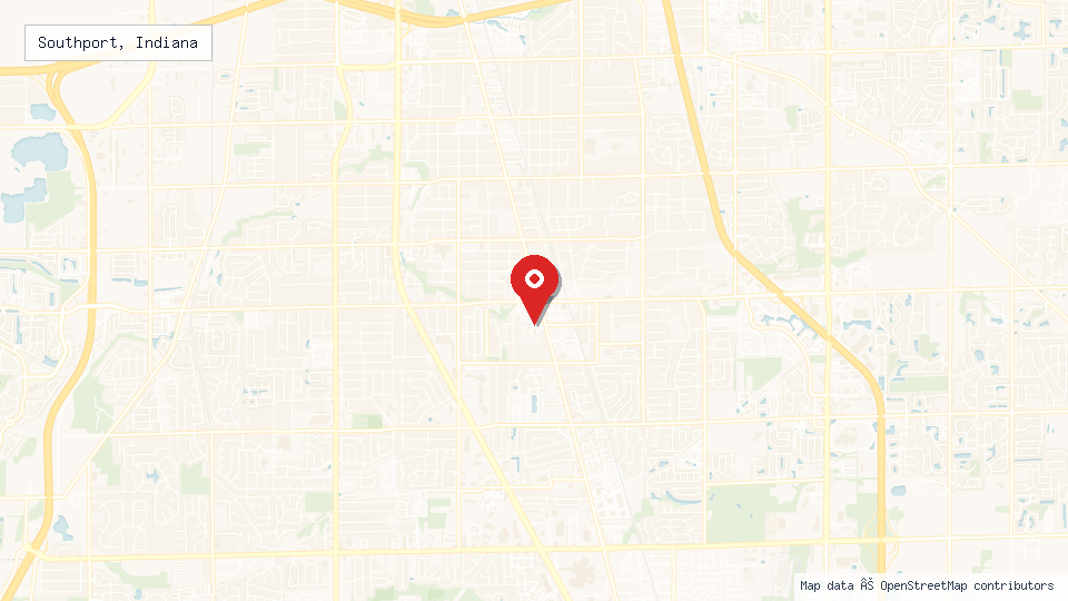 Street map of Southport, Indiana with location pin